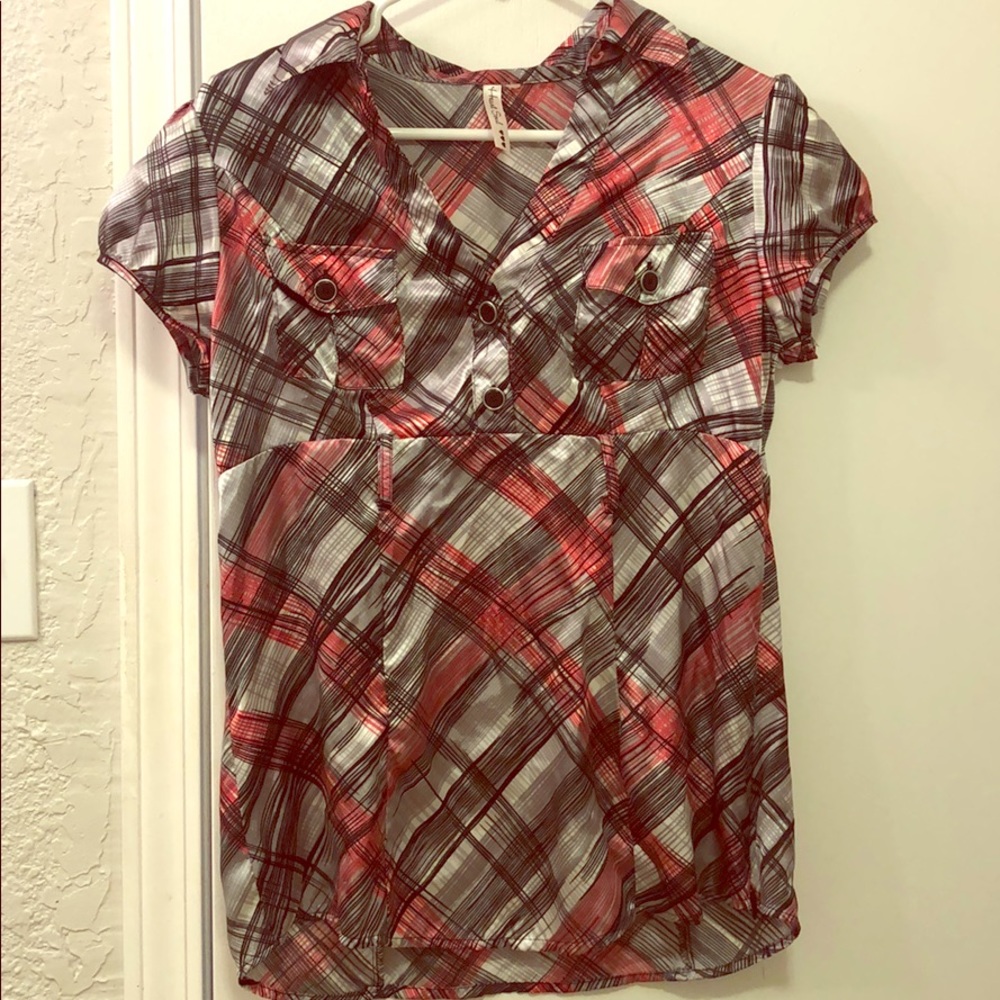 Red and black blouse